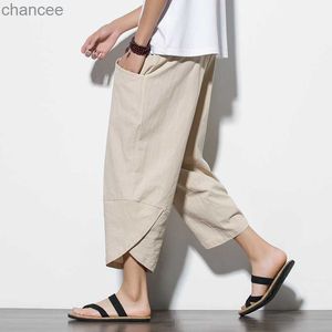 2022 verão homens estilo chinês algodão linho harem calças masculinas streetwear respirável calças de praia masculino casual bezerro-comprimento calçaslf20230824.