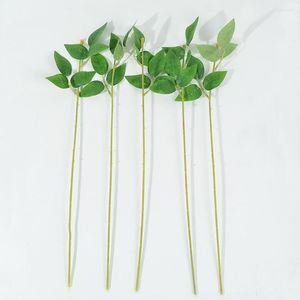 Decorative Flowers 10pcs 64cm Artificial Green Flower Stem Simulation Plastic Rose Stems Leaves For Diy Handmade Bouquet Wedding Home Decora