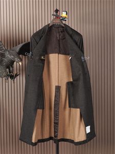 남성 양모 가을 겨울 키톤 낙타 머리 긴 캐주얼 코트 재킷