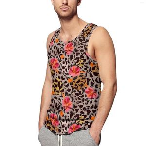 Herrtankstoppar Floral Leopard Top Herr Tropical Print Beach Design Gym Cool Overless Veless Vests