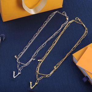 Fashion Love Necklace Luxury Designer Necklace 18k Gold Plated Letter Pendant Necklace for Women Double Layer Clavicle Chain