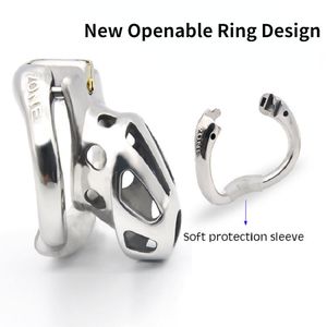 Cockrings Aço Inoxidável Openable Anel Design Pênis Conjunto Gaiola Masculino Dispositivo de Castidade Bondage Erótico Adulto Brinquedos Sexuais para Homens Gay 230824