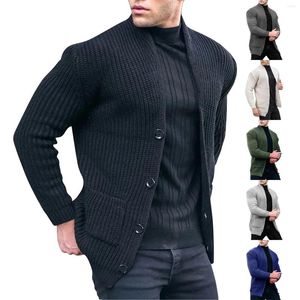Мужские свитера модные повседневные кардиган с длинным рукавами свободные сплошные карманные куртки зима для мужчин Coats