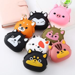Handväskor Animal Cartoon Creative Clip Coin Purse Silicone Children Cute Key Storage Bag Set 230823