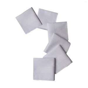 Bow Ties 6st Pure White Handdufs Hankies Pocket Square For Gentlemen Grooms