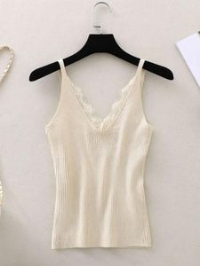 Camisoles & Tanks Fashion Women Sleeveless Knitting Vest V-Neck Ladies Solid Lace Tank Tops Women's Intimates Skinny Lady Bralette