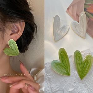 Orecchini penzolanti coreano Green Green White Gread Oil Love Temperament Stall Oreger per le donne gioielli