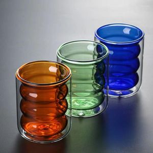 Wine Glasses Creative Double Layers Coffee Mug With Heat Insulation Drinking Cup Milk Tea Transparent Drinkware