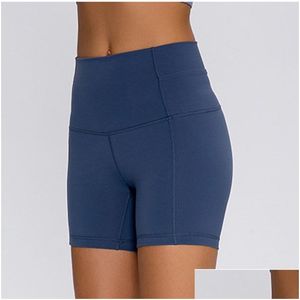 Yoga Outfit L-163 Women High Waist Shorts Outfits Naked Ladies Pockets Hip-Tightening Running Fitness Trouser Butt Lifting Leggings Dh5Vq