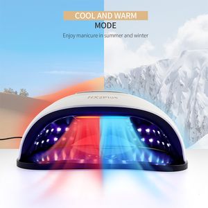 Tırnak kurutucuları sıcak soğuk hava fan tırnak kurutma makinesi 120W 60 LED ışıklar jel cila hızlı kürleme UV tırnak lambası fan kurutma Isıtma Soğutma Tırnak Hava Kurutucu 230824