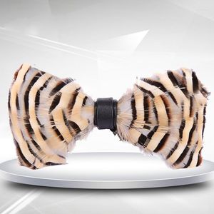 Bow Ties Fashion Tie Natural Blue Bird Feather Banquet Night Club Wedding Groom Male