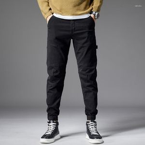 Męskie dżinsy w stylu Koreańsko -mody Mężczyźni czarne elastyczne szczupły dopasowanie Projektowanie designerskie Casual Cargo Pants Hombre Streetwear Hip Hop Joggers