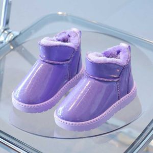 Boots Baby Girls Casual Snow Boots Versatile Winter New Korean Style Purple Simple Waterproof Kids Fashion Boys Round-toe Ankle Boots L0824