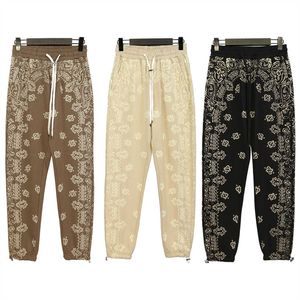 Mäns nya modemärke Leisure Printing Multi-Color European och American Drawstring Letter broderi Tryckt Loose Black Pants -S-XL