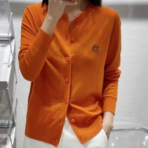 wool sweater cashmere cardigan coat H embroidery all-match knitted sweaters bottoming shirts long-sleeved tshirt hms loose thin jacket