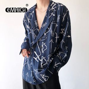 Ternos masculinos Blazers linho de algodão Tane fino blazer homem harajuku streetwear moda casual casual casual camisa de camisa de camisa masculina 230823