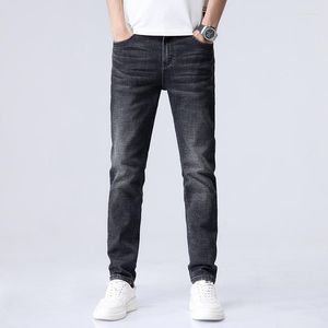 Jeans masculinos 2023 homens Fit regularmente Stretch estilo clássico de estilo cinza calça casual calça de jeans masculina calça azul