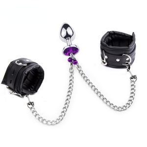 Adult Toys Anal Plug To Wrist Bondage Kit Gay Fetish Tail Handcuffs Products Bdsm Sex for Men Women Restraints Erotic 230824