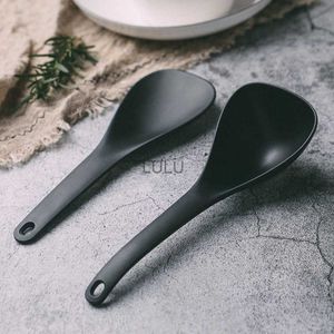 Plástico anti-bastão colher de arroz longa arroz de cozinha spatula scoop preto branco hangível colher de sopa utensil de mesa de mesa hkd230810