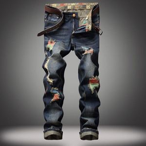 Brand designer di jeans maschile denim buca di alta qualità strappata per uomini dimensioni 28-42 2021 autunno inverno più velluto hiphop punk stree312c