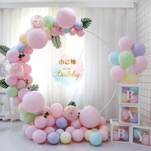 Vit plastballong bågring diy bakgrundshållare cirkel ballon kolumn bas baby shower födelsedag bröllop festdekoration dekoration