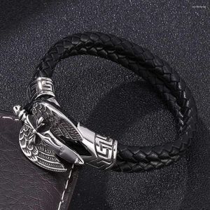 Charme Armbänder Lederseil Armband Kreuz Männer gewebter Federflügelschmuck