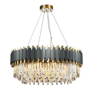 Lustre retangular cromado de cristal moderno, iluminação para sala de jantar, quarto, redondo, sala de estar, luminárias llfa284b