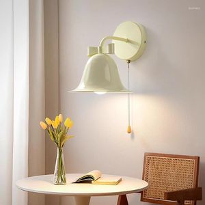 Wall Lamp Bell Bedroom Bedside Light With Switch Horn Shape Bowknot Hanging Chandelier Living Room Bar Study Indoor Home LED E27