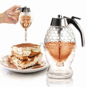 Honey Dispenser 8 Oz No Drip Glass Maple Syrup Dispenser Glass Beautiful Honey Comb Shaped Honey Pot for Syrup Sugar Sauces HKD230810
