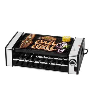 Rauchlose elektrische Raclette-Grill Doppelschichten Nicht-Stick BBQ Röstpfanne Pan Pan Breatdle Mini Barbecue Herd Machine Röster