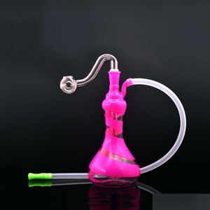 Rökande rör est vatten rör mini oljebrännare bong tjock bubbler återvinnare dab rigg med silrör och 10 mm manlig glas droppleverans ho dh7wn