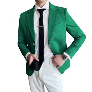 Мужские костюмы Blazers 2023 NWE Men Pure Color Business Supt Jupt Black Green White Fashion Swed Ball Press Party Slim Fit Pat 230823