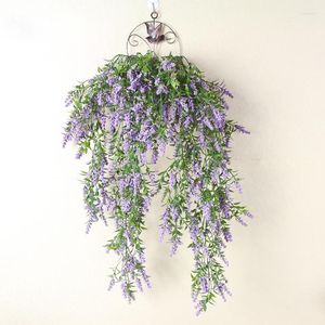 Fiori decorativi 1 pezzi Bellissima pianta finta parete finta artificiale sospeso di lavanda fiore rattan casa decorazione per matrimoni