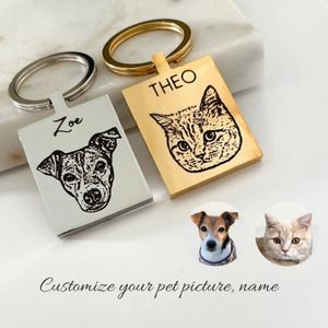 Keychains Lanyards Dascusto Customized PE PO Keychain Edelstahlhundetagschlüsselkette für Gedenkgeschenk Personalisierte Tierstierschlüsselung 230823