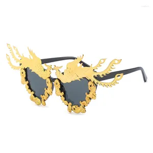 Sunglasses Fashion Party And Phoenix Women Unique Colorful Gold Punk Sun Glasses Female Eyeglasses