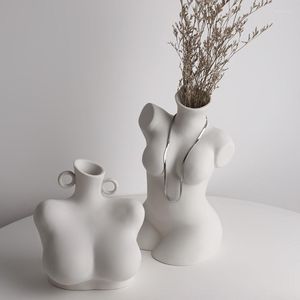 Vasen weiße nordische Keramik Vase Blume Ästhetische Hydroponic Ikebana Modernes kleines Design Vintage Vazen Luxus Home Decor WK50va