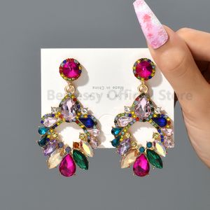 Stud Statement Large Drop Dangle Earrings For Women Colorful Crystal Chandelier Designer Luxury Wedding Party Prom Jewelry 230823