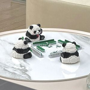 Svart vit panda köp modell bygga nationell skatt jätte barn panda anka byggstenar leksak för barn sväng jumpman panda modell bygga tegel leksak julklapp
