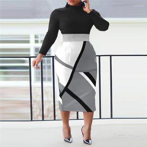 Casual Dresses Autumn Women's Products Sell Well Long-sleeved High-necked Fashion Gas Tight Light Cooked Elegant Dress.