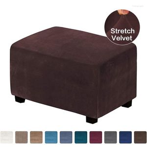 Chair Covers Velvet Stretch Rectangle Ottoman Stool Cover Elastic Square Footstool Slipcover Footrest Furniture Protector