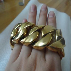 8 66 Zoll 9 44 Zoll 32 mm riesiger schweres, dickes goldenes Gold aus rostfreiem Stahl Maimi Kubaner Bordsteinkette Armband Armband