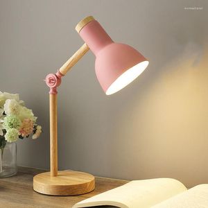 Table Lamps LED Folding Simple Desk Lamp Eye Protection Reading Living Room Bedroom Home Decor E27 Nordic Wooden Art Iron