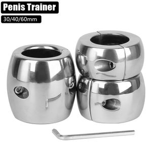 Cockrings Sex Toys for Men Cock Lock Ring Testis Weight Stretchers Scrotum Pendant Ball Penis Trainer Restraint Stainless Steel 230824