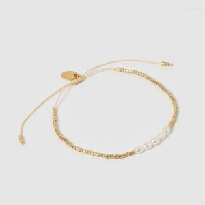 Charm Bracelets Gold Color Miyuki Seed Beads String Dainty Bracelet Natural Pearl Fashion Simple Jewelry For Women Gift Thin Pulseras