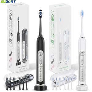 Escova de dentes SUBORT Super Sonic Escovas de dentes elétricas para adultos Kid Smart Timer Whitening Escova de dentes IPX7 Conjunto de cabeças substituíveis à prova d'água 230824