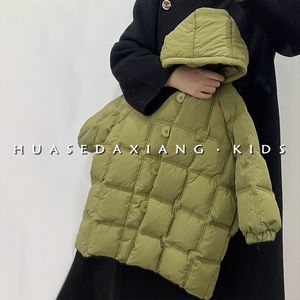 Winter Medium Length Plaid Cotton-padded Padded Coat Children's Thick Warm Hooded Coat