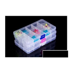 Smyckeslådor 15 rutnät Transparenta justerbara slots Bead Organiser Box Storage Plastic Drop Delivery Packaging Display OTFWG