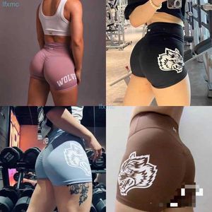 Zero Degree Yoga Shorts for Women Wolf Head High Waist Peach Buttocks Fitness Skin Friendly Tight Breathable Sports Pants Spring and Summer N5m1