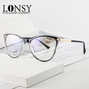 Óculos de sol Quadrões Lonsy Retro Cat Eye Reading Glasses Frame Mulheres Anti -Blue Light Computer Computador Dioptrias Presbiopices 100 200 300 400 230823