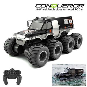 Samochód elektryczny/RC duży rozmiar 8WD RC Samochód 24G Amfibia 8 koła Pilot Control Truck Conting Off Road Wodoodporne pojazdy pancerne Toys X0824